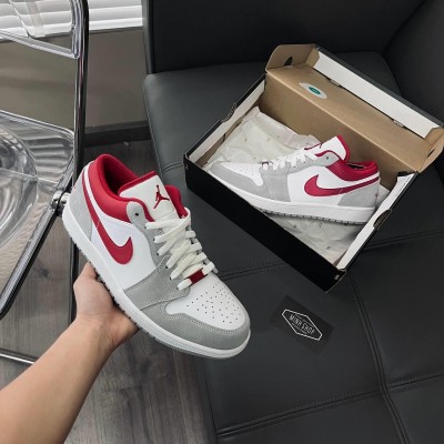 Nike Air Jordan 1 Low SE GS 'Light Smoke Grey Gym Red